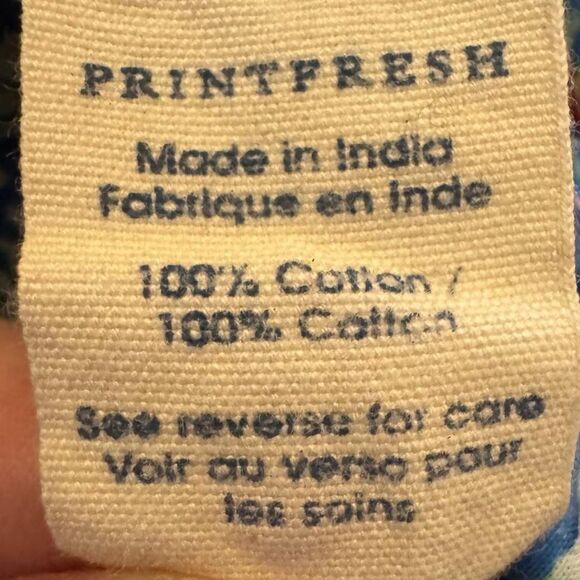 Print Fresh Tea Party 100% Organic Cotton Maximalist Long Pajama Set Size Large - Picture 7 of 8